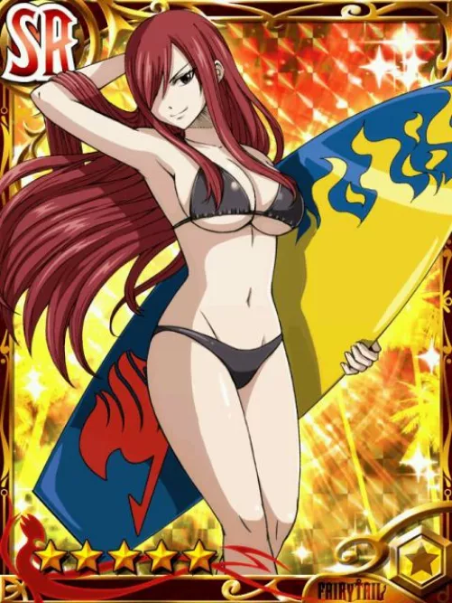 Hot Busty Red Head [Erza Scarlet, Fairy Tail Mobage Trading Cards] by Ras_Elclare