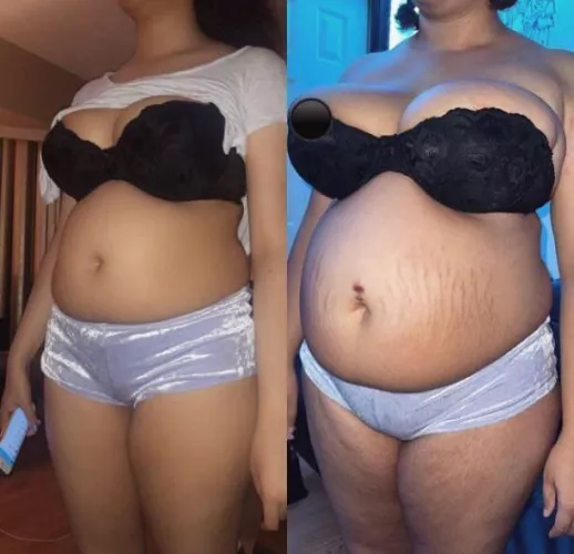 Hot damn, she really pigged out.. her skin can barely contain her gut. by AltyrApp