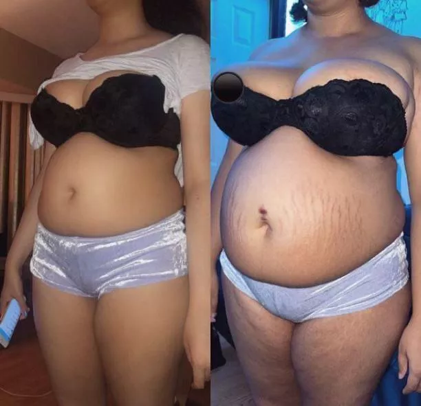 Hot damn, she really pigged out.. her skin can barely contain her gut. posted by AltyrApp