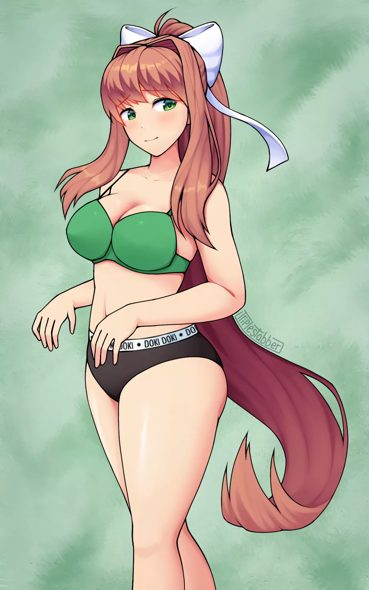 Hot Monika (art by Triplestabber on Pixiv) posted by Someone2124