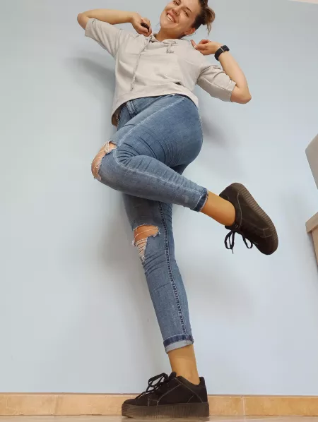 How about nylons with jeans and black sneakers? 🖤 by MaryJunefeet