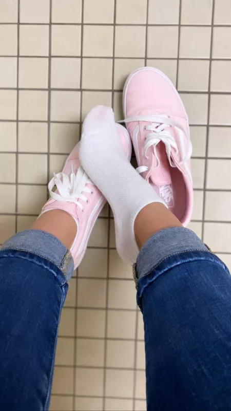 How cute are my pink vans with my white ankle socks?! by tellii_xoxo