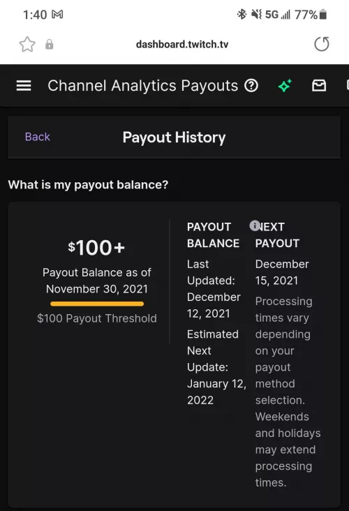 How do I view how much I have for my payout? I've been letting it stack up and I want to know what I'm at. 100+ is not helpful lol by I1221Me