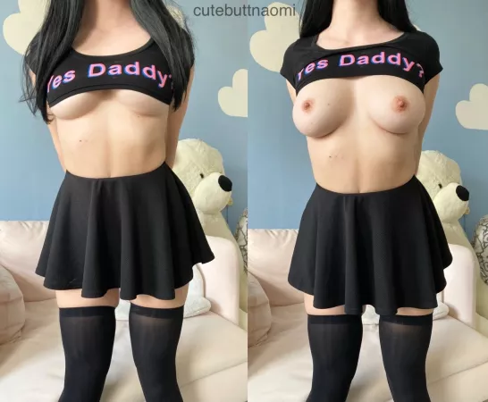 how do you like the shirt better, left or right? by cutebuttnaomi