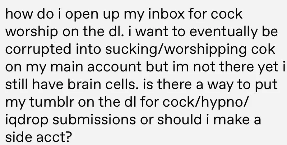 How does one subtlety let tumblr know you want your inbox full of dick pics? by Japhysiva