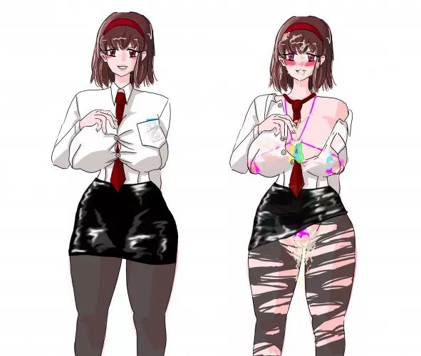 How she left for work vs. How she came home by Kitty-ho-girl