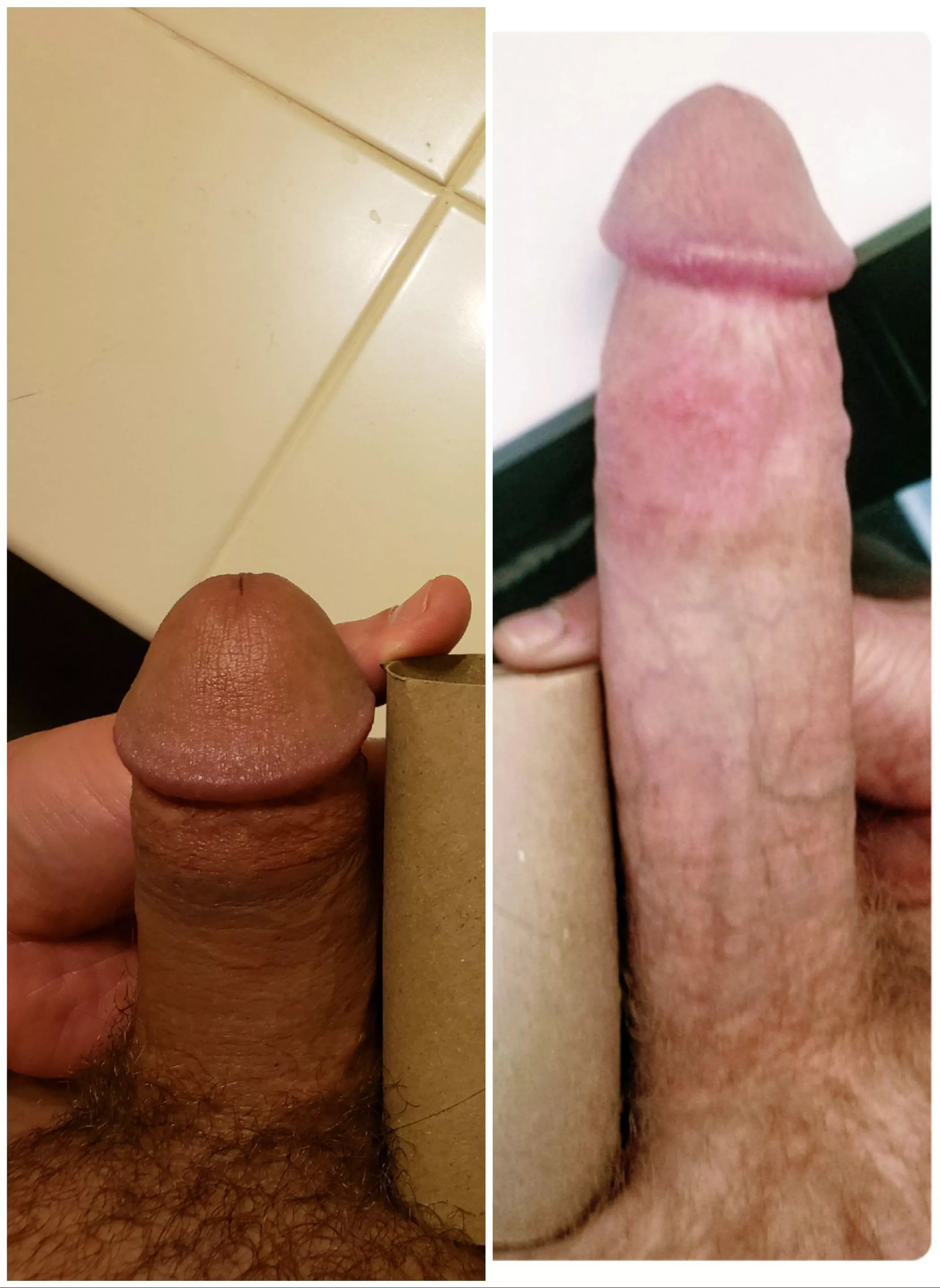 Hubby (left - 4.5in) vs. u/Complex_Moment_7240 posted by couple4hungxl