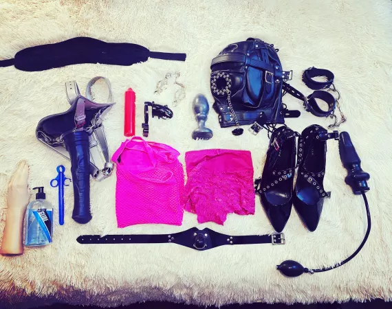 Hubby will be home from work very soon and he’s in for a fantastic feminization surprise after a long 12hr day, it’s going to be a fun night for me! I have his outfit all laid out from his pink fishnet dress and pink panties with the bow to his pleas by PghHotwife