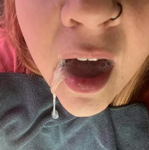 Huge load dripping out of my mouth literally required a bib 🤤😈 posted by Creative_Writer_8878