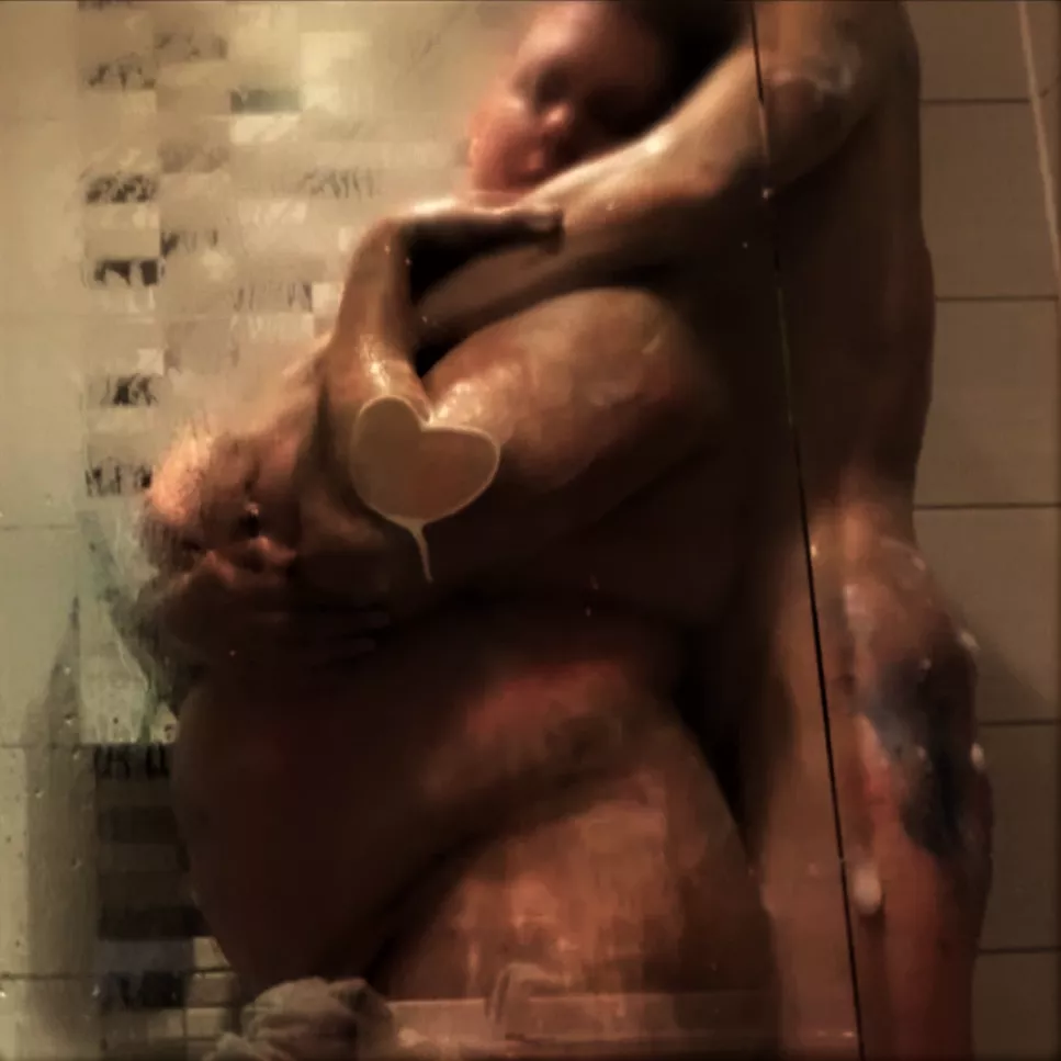 Hugging in the shower, spot the love heart ❤️ posted by Mauve_Eagle