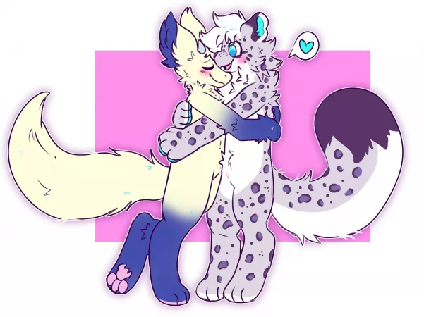 hugs! <coloured sketch for poob art by me @spookyfoxinc on twitter> by spookyfoxinc