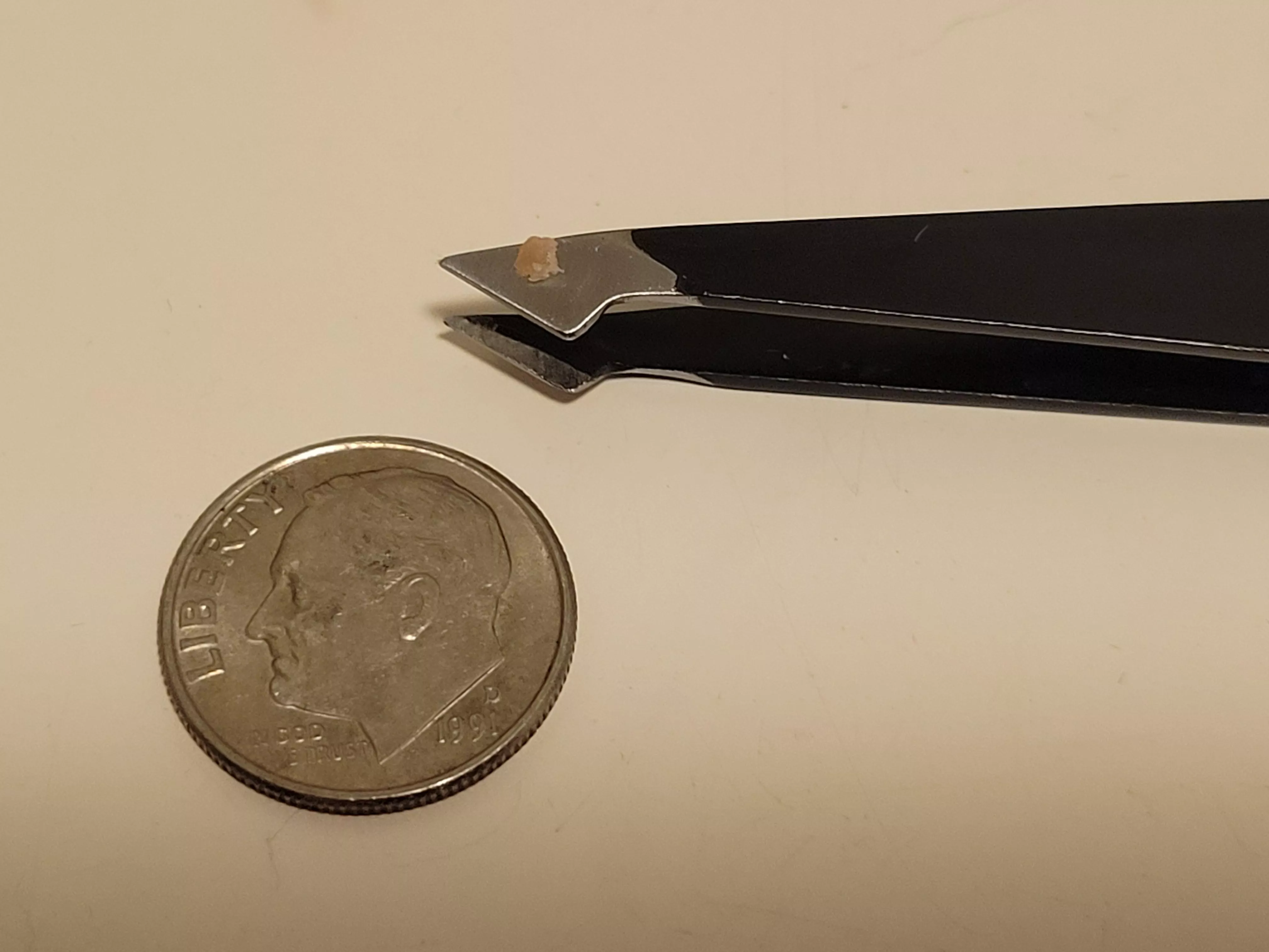 Husband finally let me pop this off his nose! Not too sure if it's a black head or just a dirty pore Been there for about a month. Dime for size. posted by Neko_Chan101