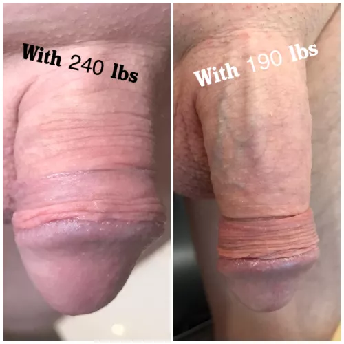 I [32] lost about 50 lbs the past months. One of the effects is that my dick looks bigger. What’s your opinion is it still a tiny one? by lockedbymywife
