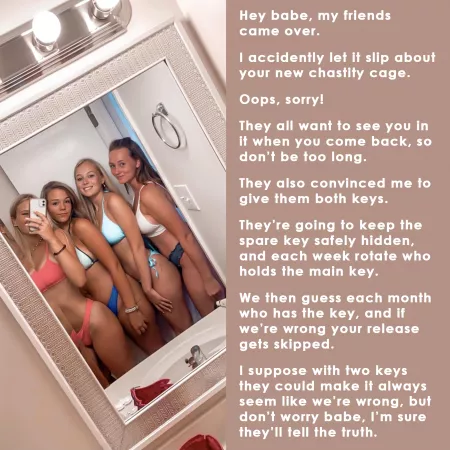 I accidently let it slip about your new chastity cage... by chant9