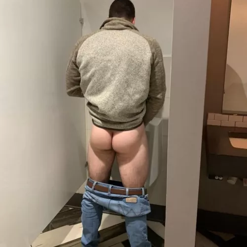 I always pull down my pants at the urinal. No one cares. by seanthecock