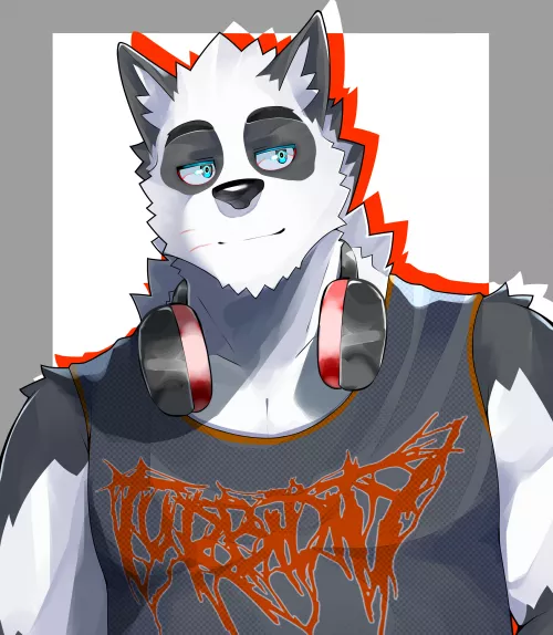 I am so happy right now got my first commissioned Fursona right now. meet Schiriki a Wolf/Panda hybrid who loves to listen to metal art done by mii_andrean by Schiriki-kun