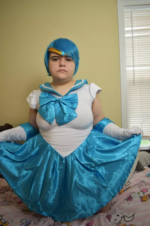 I am the Pretty Guardian who fights for love and for intelligence! Dressed as Sailor Mercury by scoobsboob