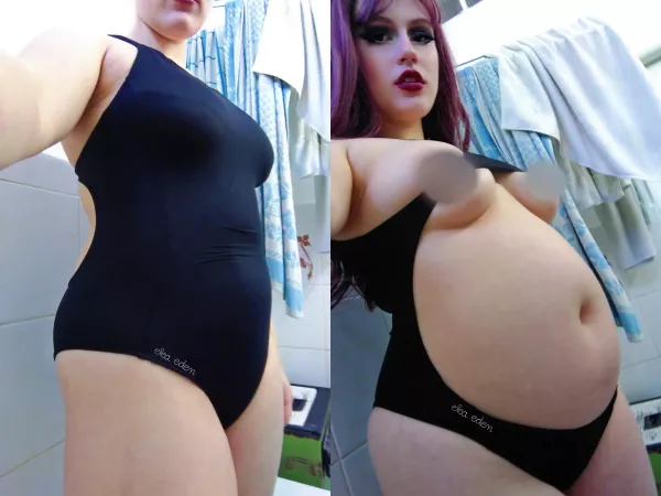 I couldn't fit my belly into this swimsuit anymore... Good thing there was a hole on the other side by elea-goddess