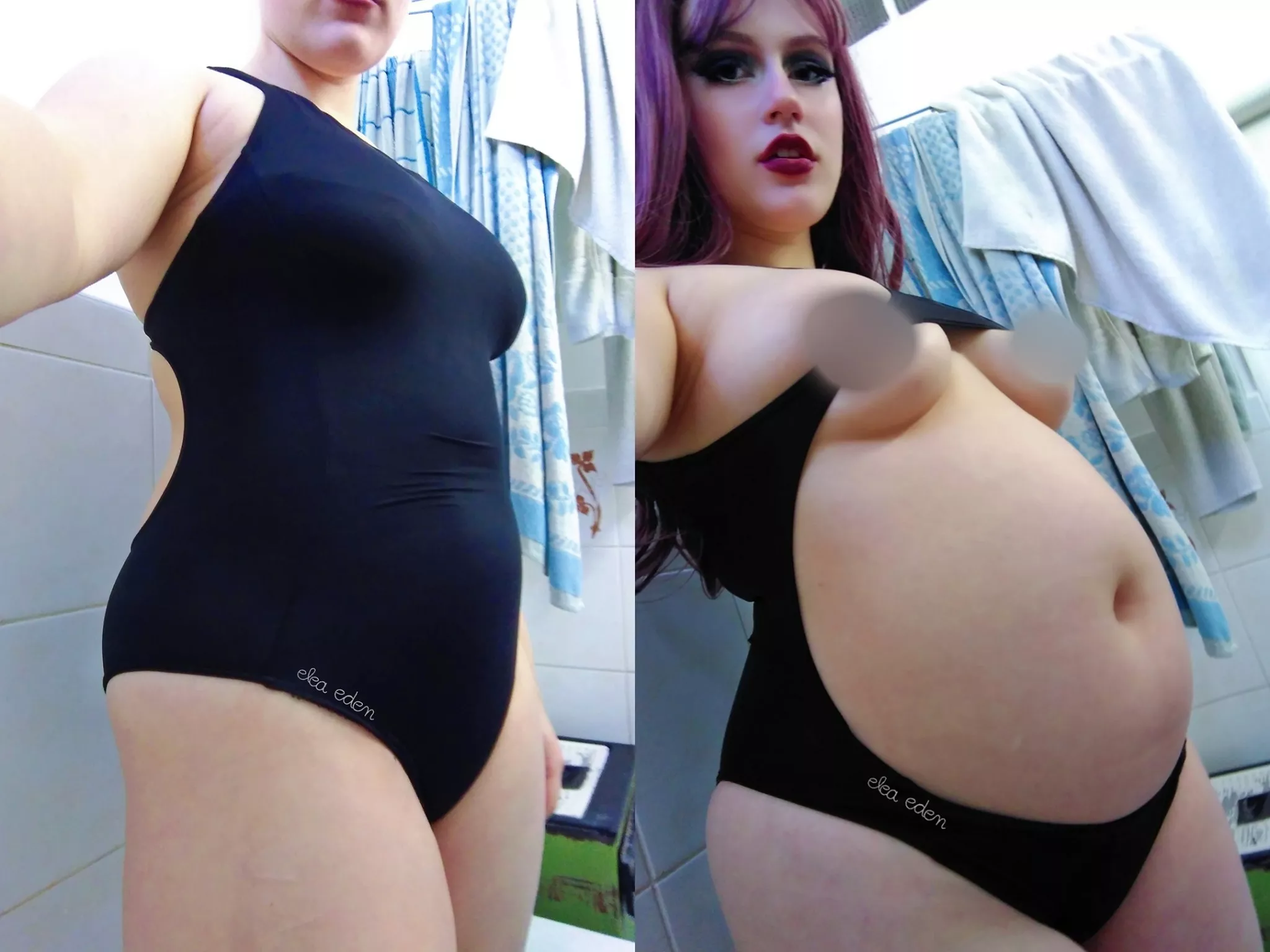 I couldn't fit my belly into this swimsuit anymore... Good thing there was a hole on the other side posted by elea-goddess