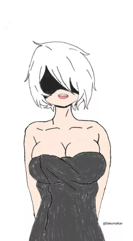 I drew 2b in a bath towel by Dakuma-Kun