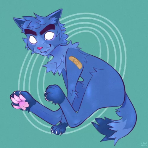 I drew 2D from Gorillaz as a cat by redkato