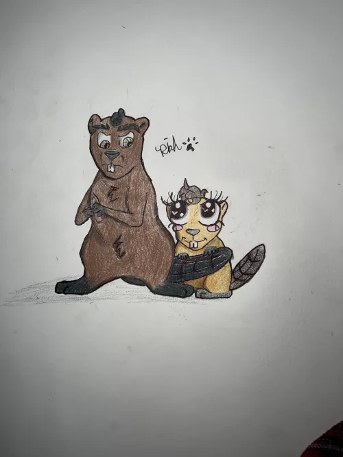 I drew my CG and I as beavers and I thought it was really funny and wanted to share!! 🦫 by FlexyRiah