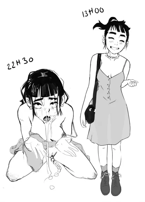 I drew my gf, can you guess what happened between 13:00 and 22:30 ? by Teubidelicee