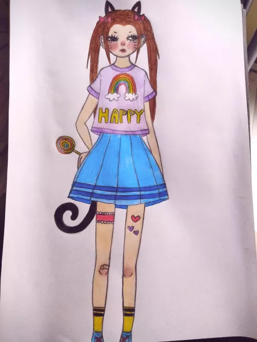 I drew this cute cat girl when I was in littlespace 🐱🎀 by breathemylungs