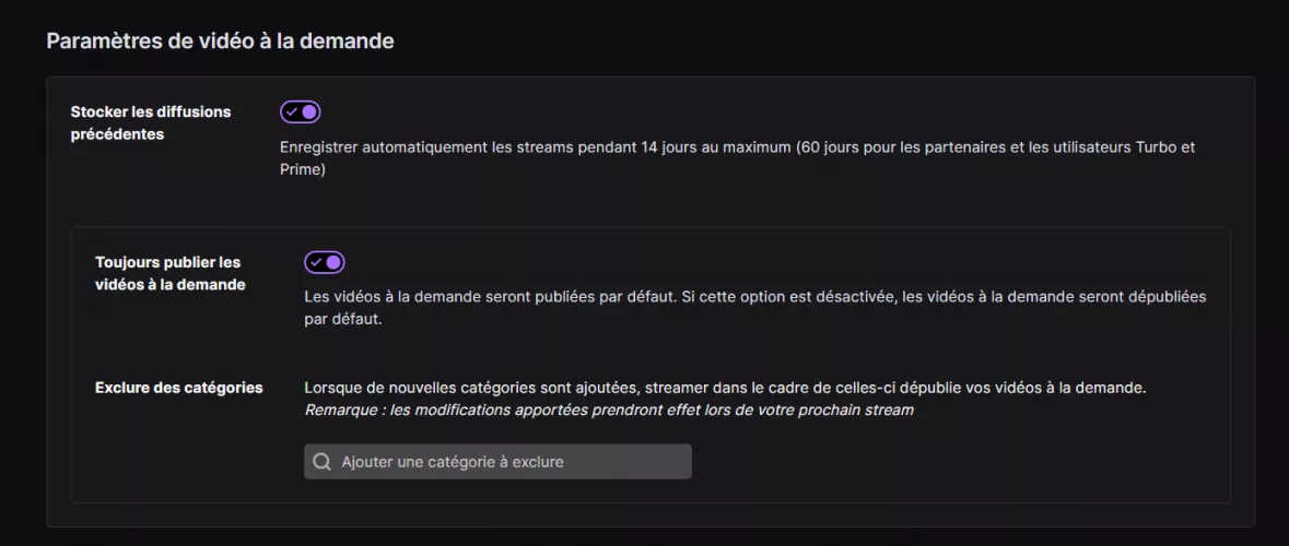 I ended my stream nearly 1 hour ago and I still can't see my VOD... but I checked the right settings, and yesterday it posted it when I streamed. What is wrong ? (sry if french but you get it) by ryukasan