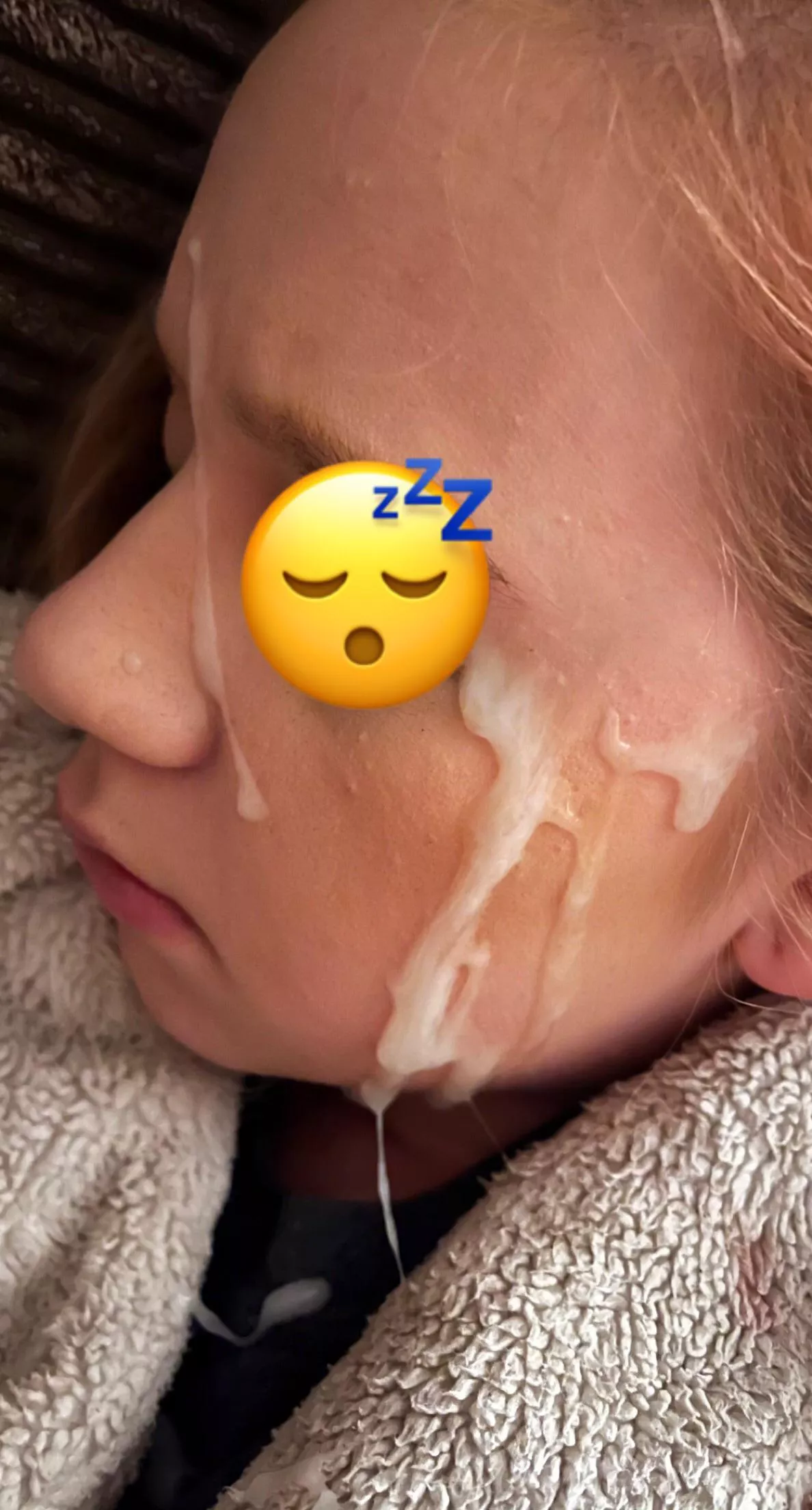 I fell asleep on the sofa, he nutted on my face! posted by robotic_blonde