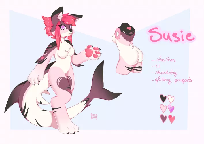 I finally made an OC that I really like, Susie! She has glittery beans!! by saralvck