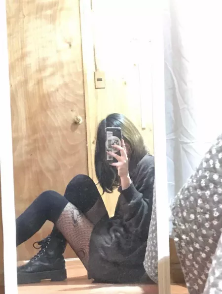 I go from sad boy to dorky goth chick 🖤 at least when my parents aren’t at home😅 by kumamaru18