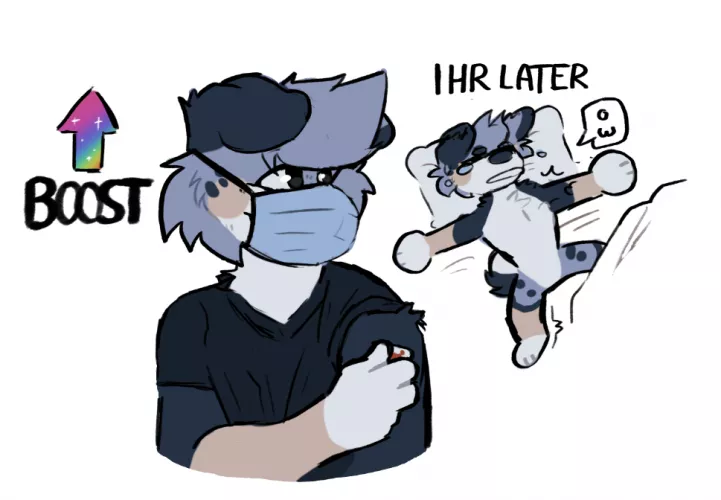 I got my booster today//art by me @flowfells on twitter by Flowfell