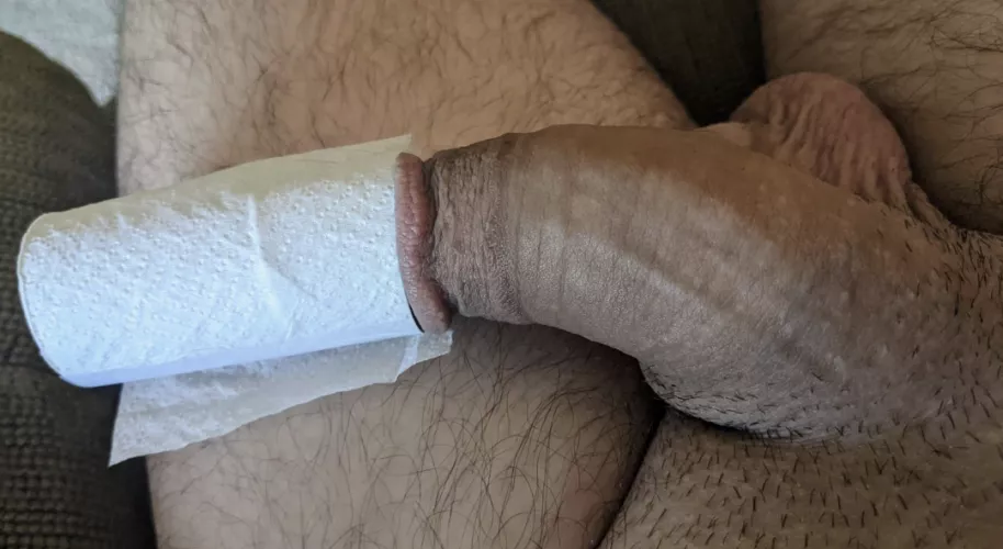 I guess even my soft cock passes the toilet paper challenge... by SixFootFour200lbs