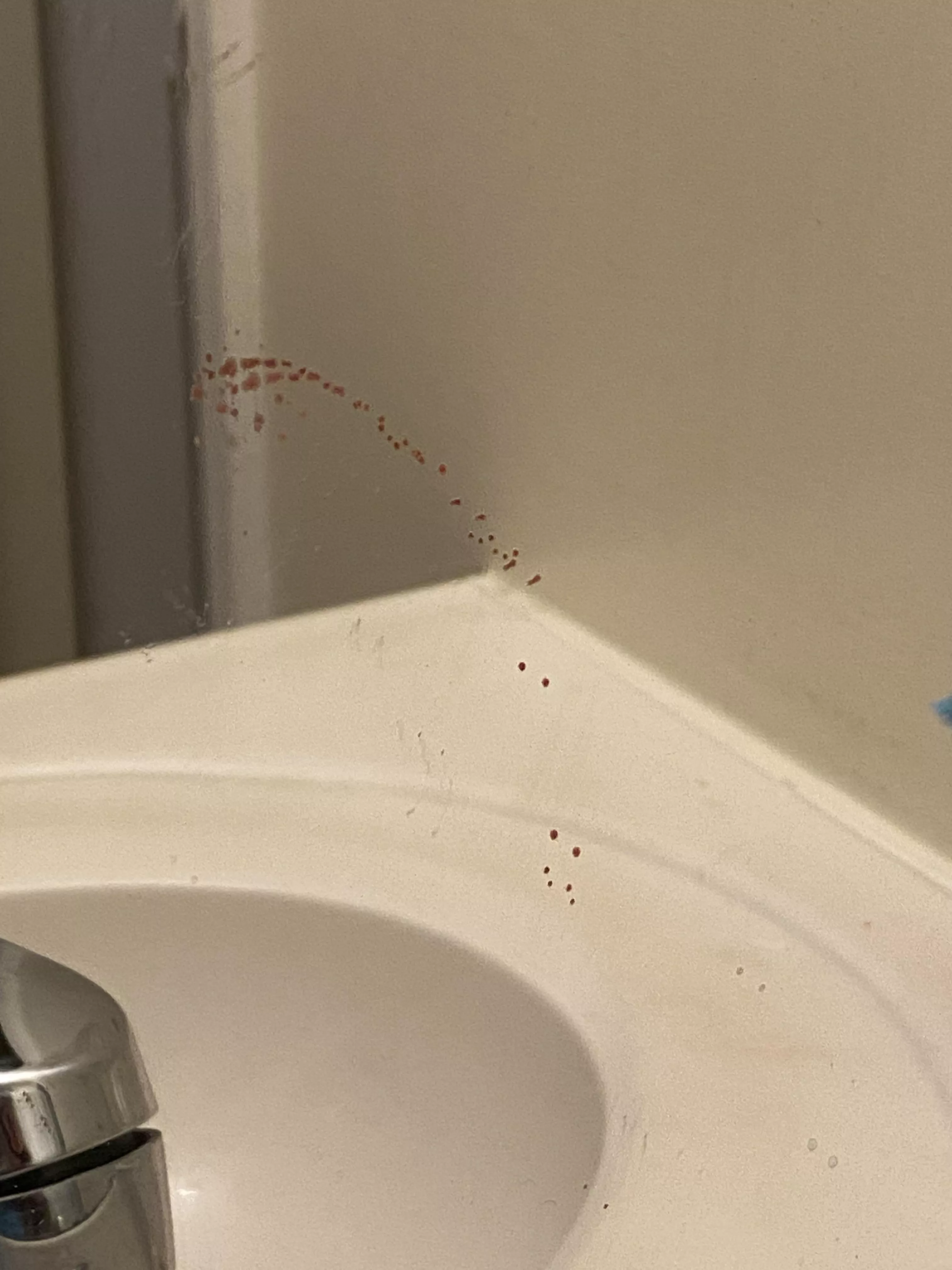 I had a healed pimple on my face from 2 weeks ago. It had a tiny scab left and the area felt hard as a rock. Being the picker I am, I gave it a small squeeze and Bam! This surprise squirted out. I was impressed. posted by Canyounot87