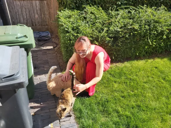 I had the honor of being a bridesmaid this weekend and met these cats before I got to the wedding. Can you feel the love? [F] by Pyroddiction