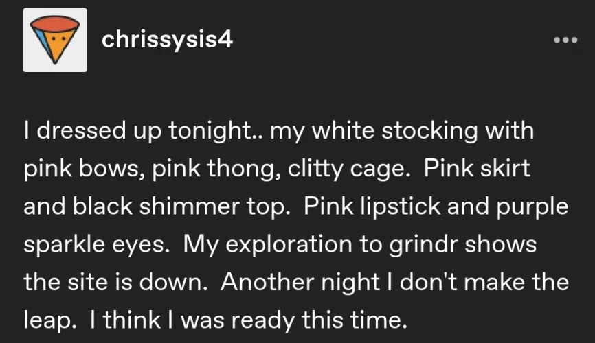 I had tried to step away from the apps... step away from the fantasy... this was 1/9/21... I'm having a hard time not falling back in... by Chrissysis4u