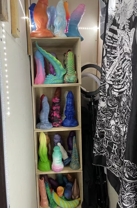 I have a tiny section of my closet that was my junk area. I turned it into a mini display for toys to get them out of the storage bins! Still hidden but now I can admire more easily. by CeelCee