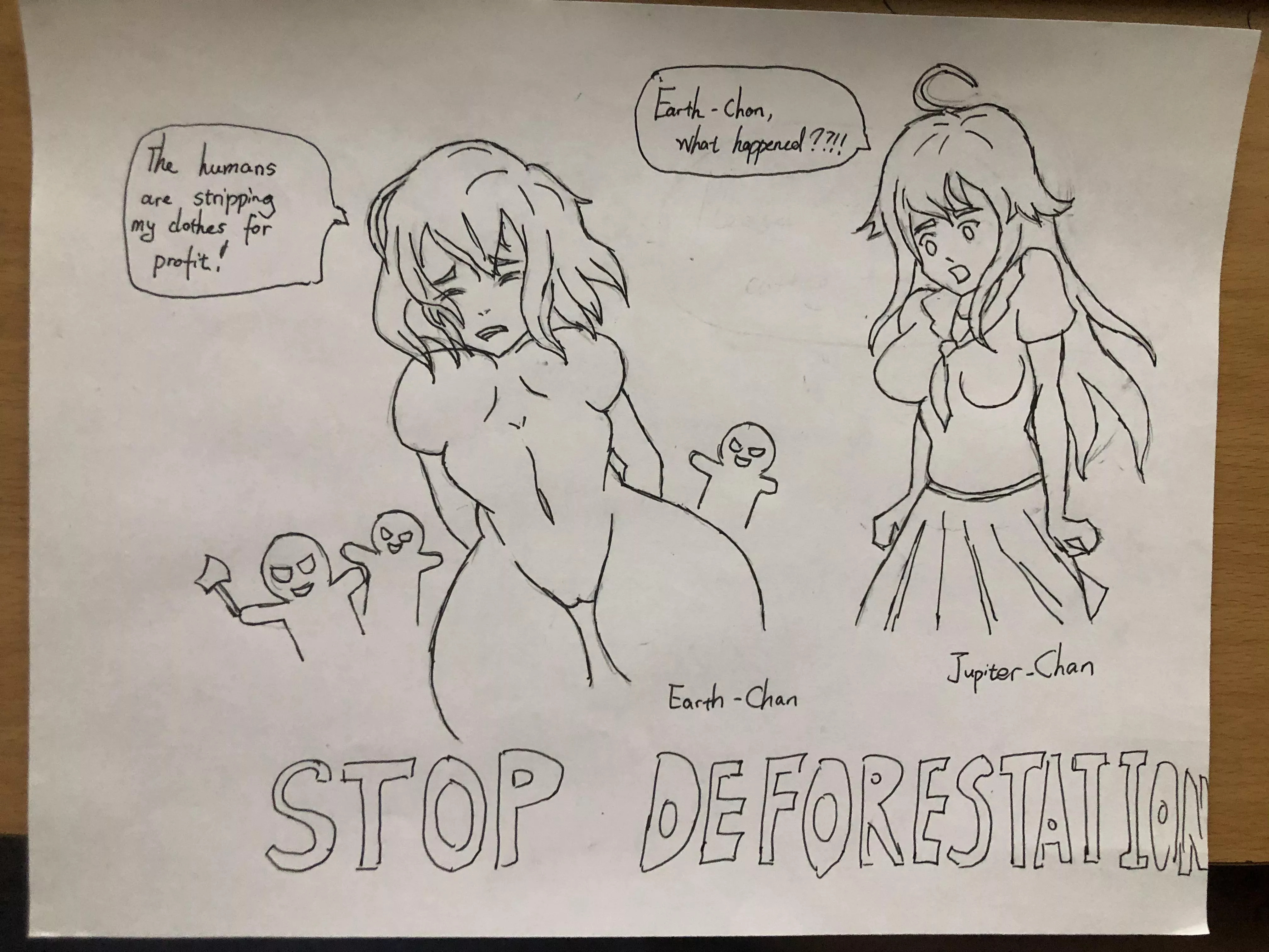 I have to do a final project poster about deforestation for my ecology class, and I made this. How many points would I get for the project? posted by Kevin_devours_plants