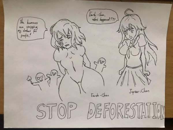 I have to do a final project poster about deforestation for my ecology class, and I made this. How many points would I get for the project? by Kevin_devours_plants