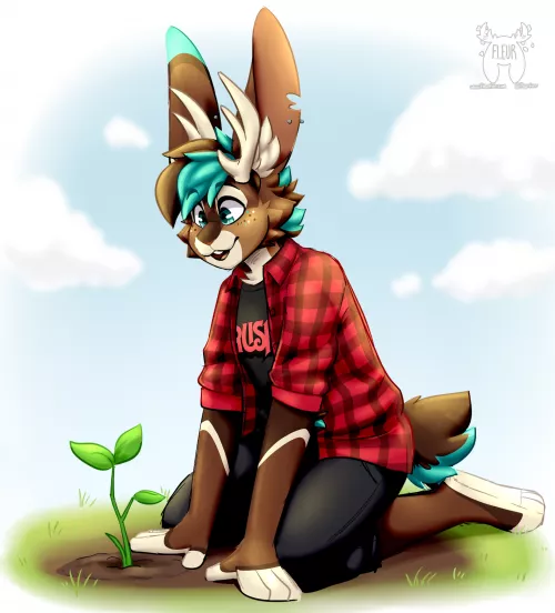 I hope their planting some carrots~ uwu (Art by me: @Fleurfurr on Twitter) by Fleurfurr