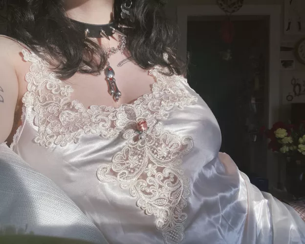 I hope you don’t mind, I found this slip in your dresser & your boyfriend said it looks even better on me 👼🏻 by jakeypootz