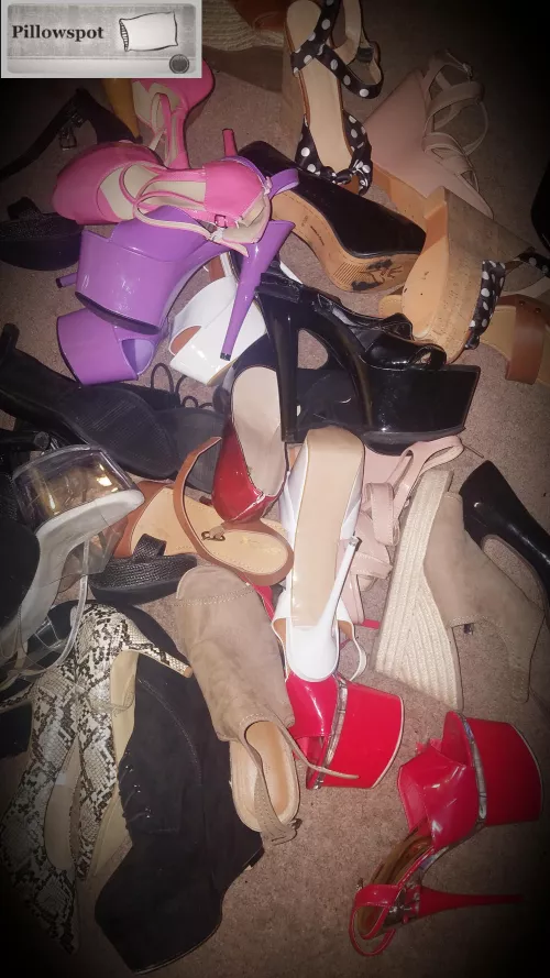 I know it's kinda disrespectful leaving my heels in a heep like this, but dam do I have options! by PriorityLife933