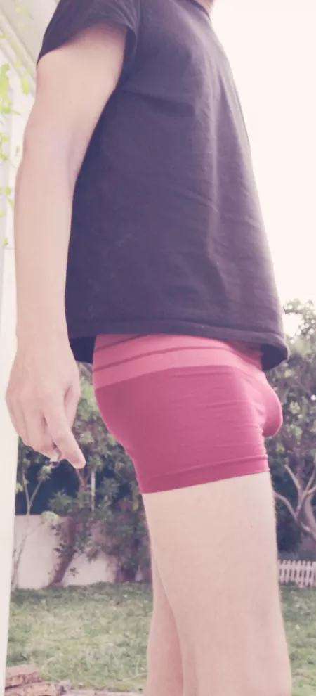 I love being outside in my red boxerbriefs by captainmike161