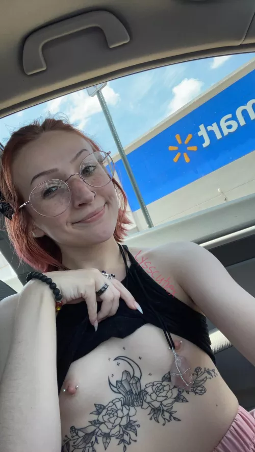 I love flashing the people walking into Walmart, their double-takes are golden! by lysscutiex