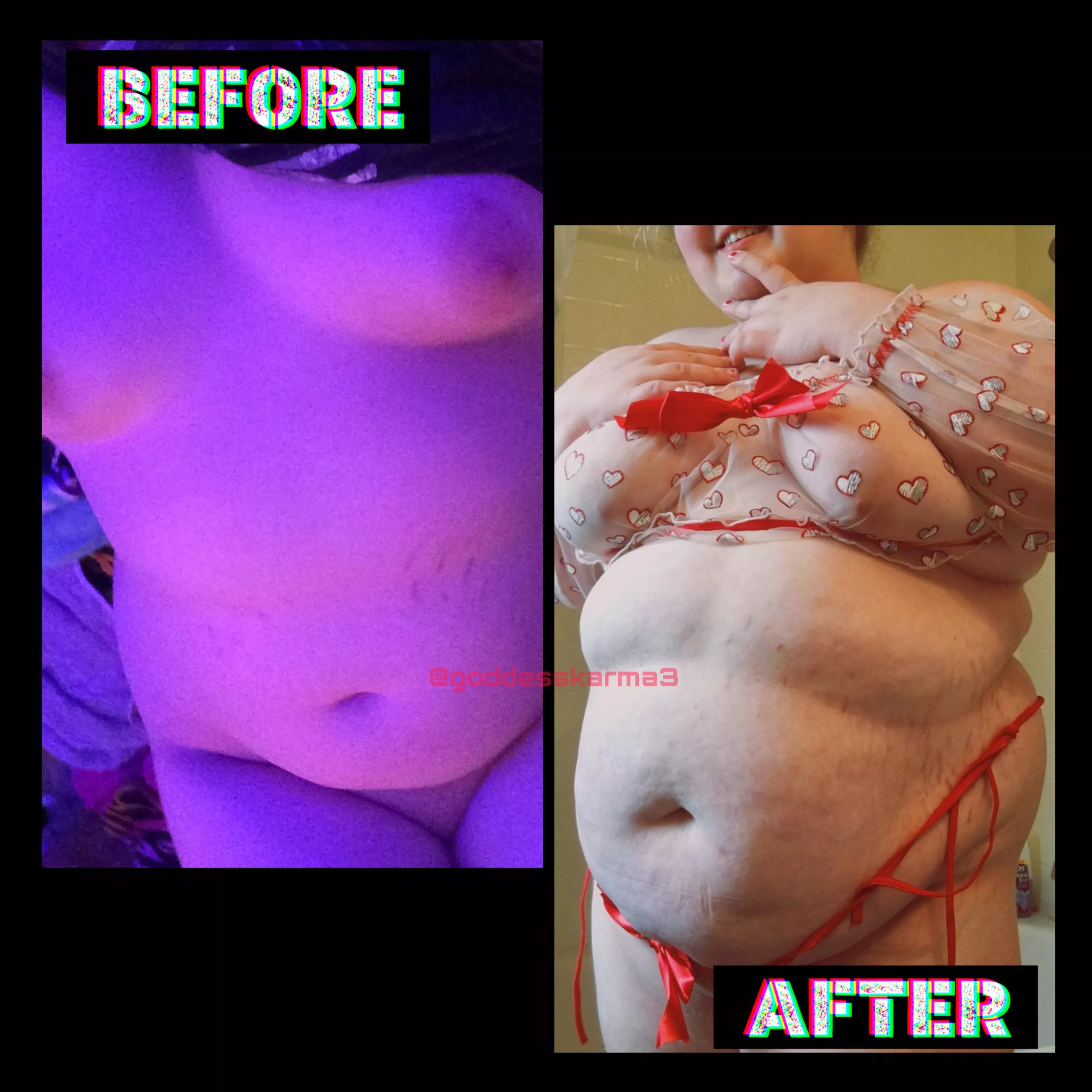 i love sharing my weight gain with you all! 🖤 posted by goddesskarma3