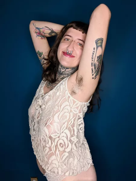 I love showing off my armpit hair. [Oc] by Blueocularfiend