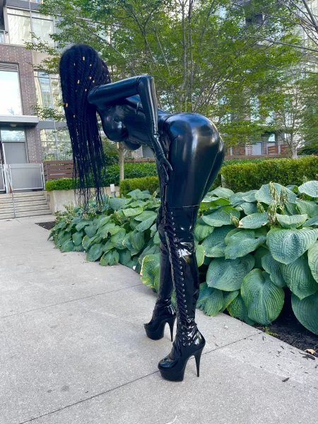 I love wearing latex in public!😍 by Slutmeatcunt