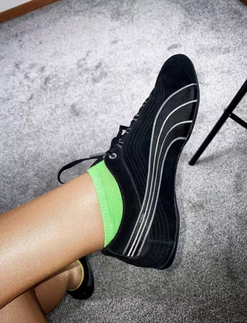 I love wearing my sexy black puma soleil shoes with my glossy Wolford tights 😘😘 by GhostSeeker1996