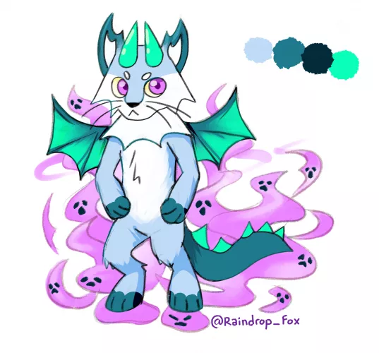 👻😺🐉 - I made a fursona based on emojis for u/ConfusedGhostGirl by Raindropfox